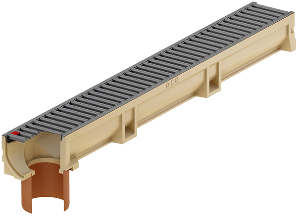 Caniveau Euroline 100 grille Anthracite avec sortie ACO