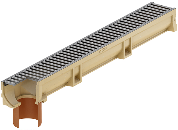 Caniveau Euroline 100 grille galva avec sortie ACO